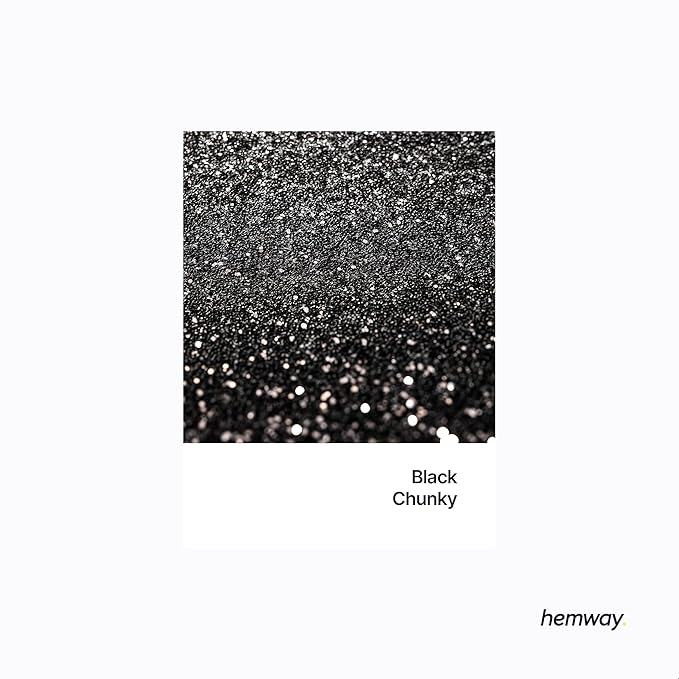 Hemway Polyurethane & Epoxy Resin Glitter 100g / 3.5oz Metallic Crystal Flake Additive for Flooring Jewelry Tumblers Glass Pigment - Chunky (1/40" 0.025" 0.6mm) - Black