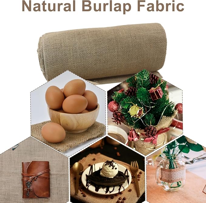 12" Wide Natural Burlap Fabric - 10 Yards Jute Ribbon for Gift Wrapping, Wedding Decorations, Rustic Crafts, Wreaths & Home Decoration (30cm Wide)