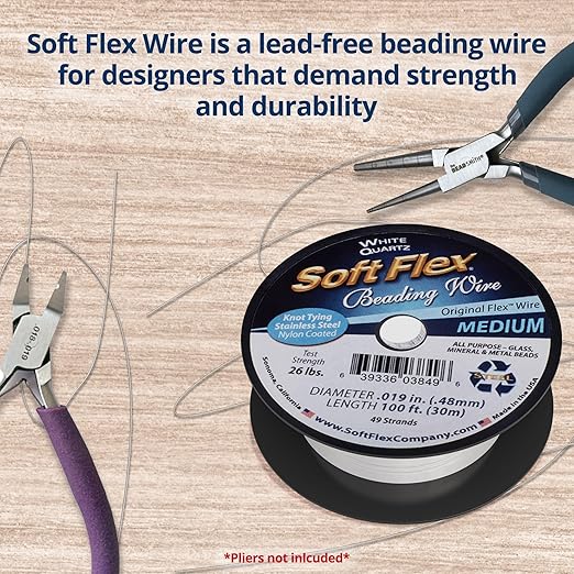 Soft Flex 49 Strand Beading Wire - Medium 0.19 Diameter - 100 Feet Nylon Design Wire