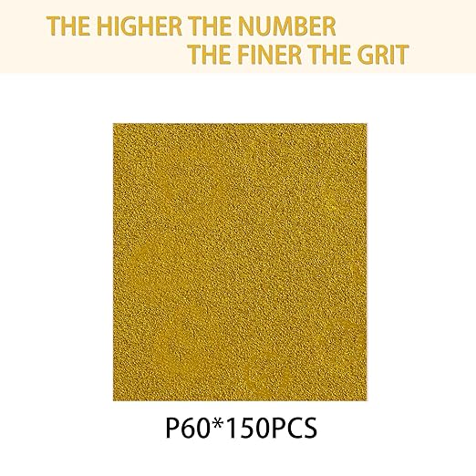 150PCS 60 Grit Gold Sanding Discs, 5-Inch 8-Hole Sandpaper for Random Orbital Sander,for Automotive or Woodworking
