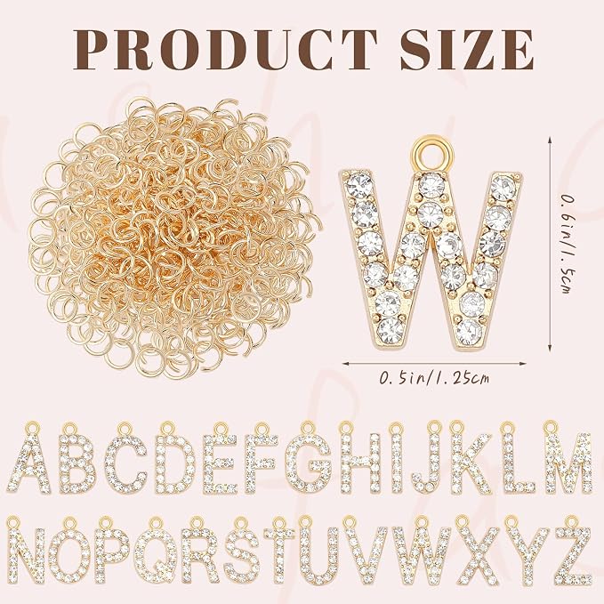 SANNIX 26Pcs Letter Charms, Full Rhinestone Letter Charms - Image 2