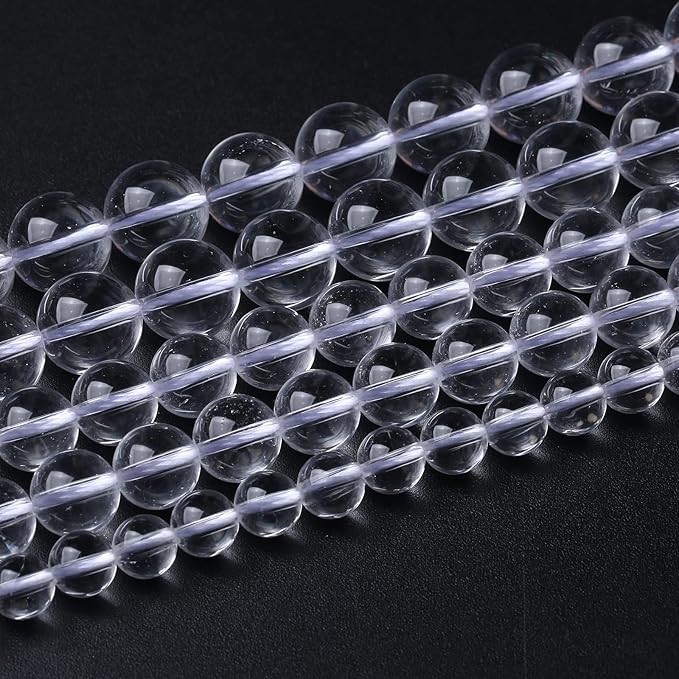AAAAA Natural Clear White Crystal Quartz Beads Round Loose Spacer Beads for Jewelry Making DIY Bracelets Crystal Energy Healing Power Stone 45pcs 8mm 15 Inch