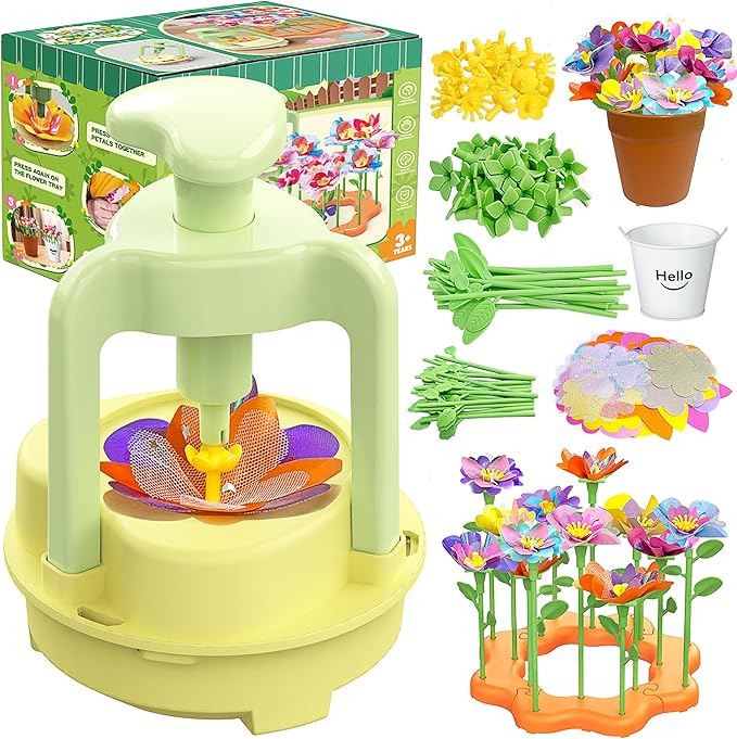 Fabric Flower Bouquets Toys, DIY Craft Kit for Girls 3 4 5 6 7 8 9 10 Years Old, Creative Arts and Crafts Activity for Toddler Kids, Preschool Educational Flower Assembly Gifts for Birthday Christmas