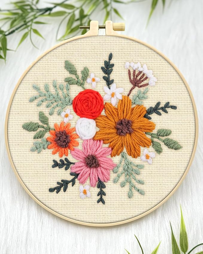 ERKOON Punch Needle Kit Beginners Adults, DIY Easy Flower Embroidery Set - Image 4