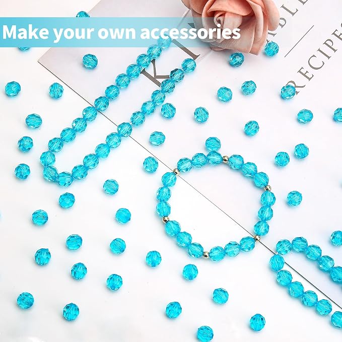 BONNY BOXX 500pcs 8mm Acrylic Faceted Round Crystal Beads Transparent - Image 4