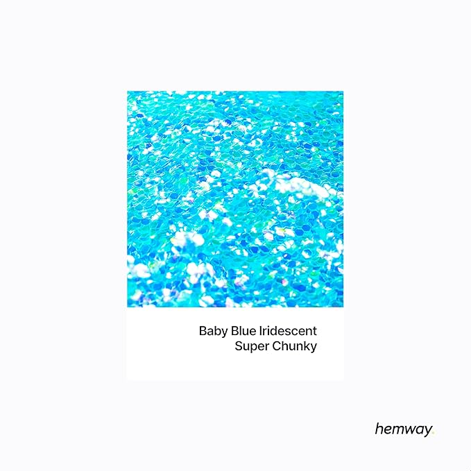 Hemway Glitter for Resin 100g Baby Blue Iridescent Metallic Crystals for Epoxy Craft Super Chunky Flakes Tumblers Wax Melt