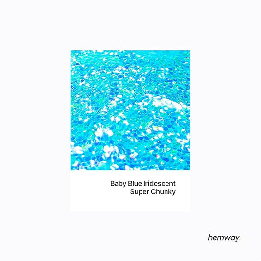 Hemway Glitter for Resin 100g Baby Blue Iridescent Metallic Crystals for Epoxy Craft Super Chunky Flakes Tumblers Wax Melt