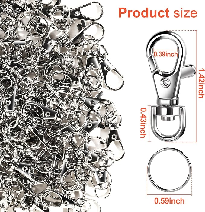LEOBRO 240PCS Lobster Claw Clasps and Key Rings, Keychain Making Kit, - Image 3