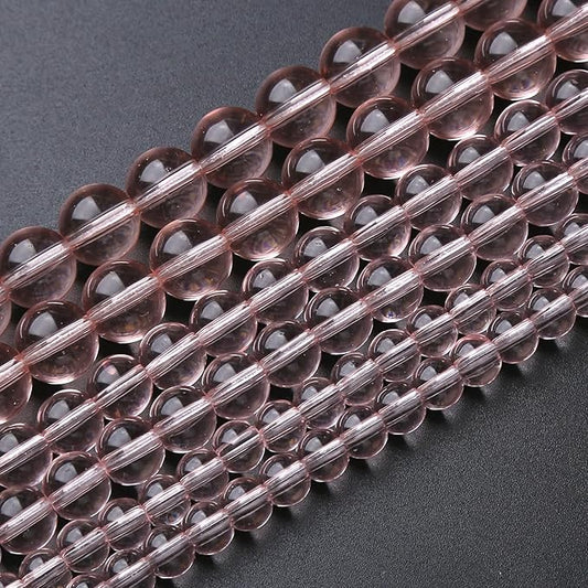 45pcs 8mm Pink Crystal Glass Beads Round Loose Spacer Beads for Jewelry Making DIY Bracelet Necklace Healing Power Stone Beads (Pink Crystal Glass, 8mm)
