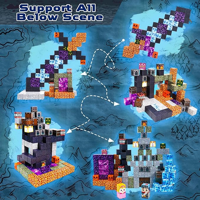 Goody King 150 PCS Magnetic Building Blocks,Dark Castle Set Magnetic Blocks,Magnetic Toys for Kids, Sensory Toy for STEM Learning Toys for Kids 3+ Boys and Girls Christmas Birthday Gifts