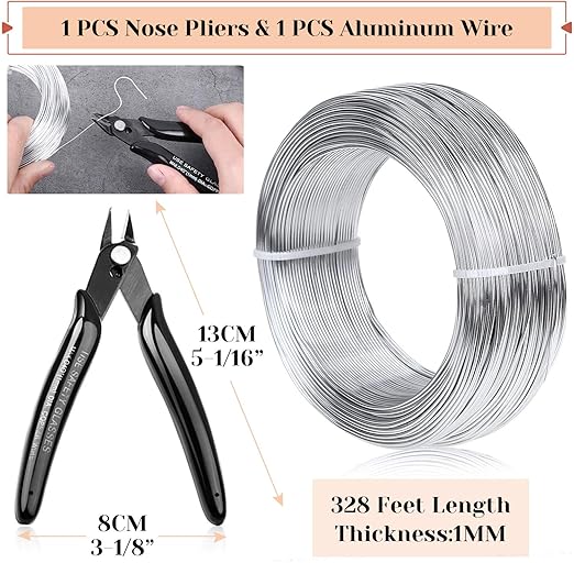 18 Gauge Aluminum Craft Wire Jewelry Making, 328 FT Metal Wire Armature Bendable Wire for Bonsai Trees, Sculpting, DIY Crafts Beading Floral (Silver, 1 mm Thickness)