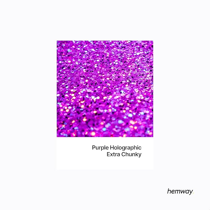 Hemway Polyurethane & Epoxy Resin Glitter 100g / 3.5oz Metallic Crystal Flake Additive for Flooring Jewelry Tumblers Glass Pigment - Extra Chunky (1/24" 0.040" 1mm) - Purple Holographic