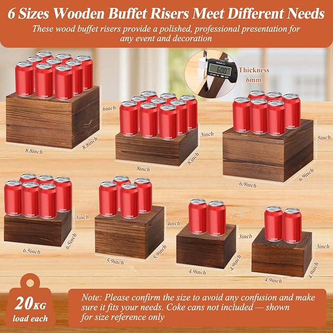 Qinzave 7 Pack Wooden Risers Display Stands - Image 2