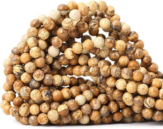 60PCS 6mm Natural Picture Jasper Stone Round Loose Beads by CHEAVIAN