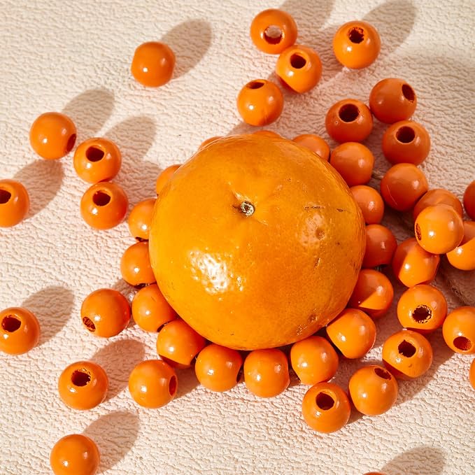 240pcs 16mm Wood Beads for Craft Orange Color DIY - Image 7