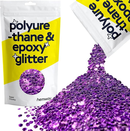 Hemway Glitter for Resin 100g Purple Metallic Crystals for Epoxy Craft Super Chunky Flakes Tumblers Wax Melt