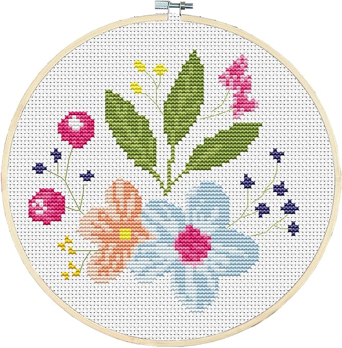 Awesocrafts Cross Stitch Kits Flower 11CT Stamped Patterns Easy Cross Stitching by Awesocrafts