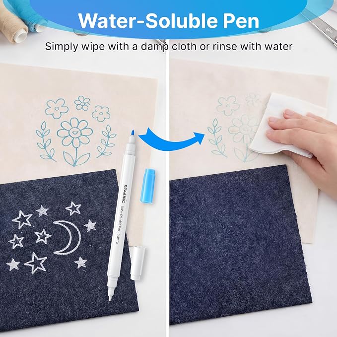 Avenuebool Fabric Markers for Sewing, Water Soluble Fabric Marker, Disappearing - Image 3