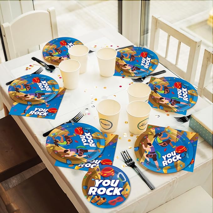 96 Pcs Rock Climbing Party Plates and Napkins Supplies Tableware Disposable - Image 7