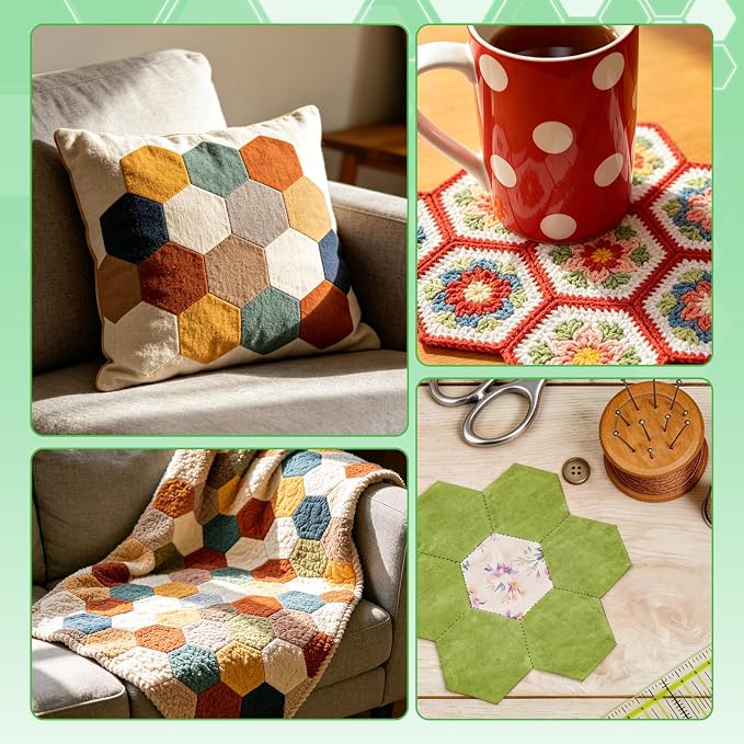 240 PCS Hexagon Piecing Paper Templates, 1.5" White Paper templates, Quilting - Image 4