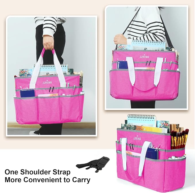 JJRING Craft Organizer Tote Bag, Large Art Storage Caddy - Image 6