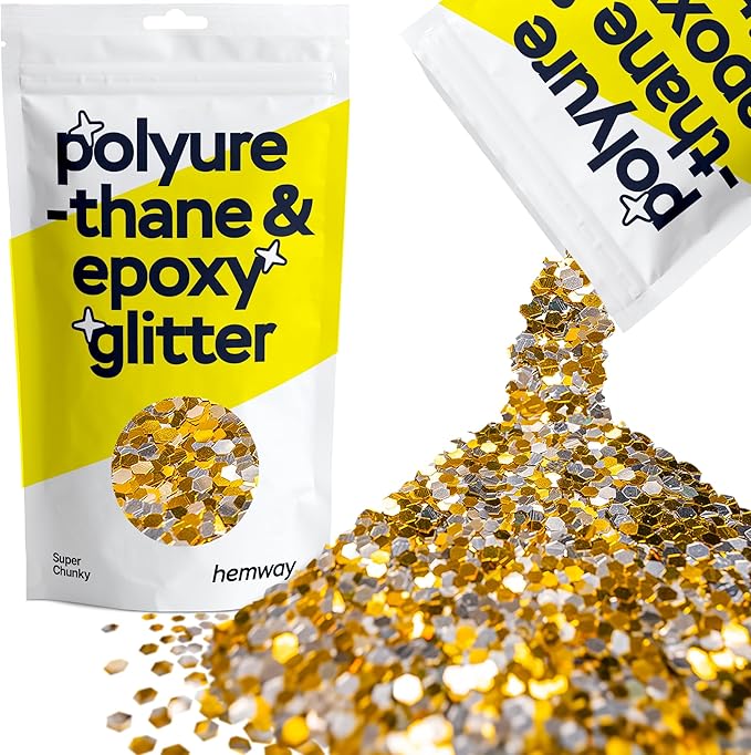 Hemway Glitter for Resin 100g Gold Silver Metallic Crystals for Epoxy Craft Super Chunky Flakes Tumblers Wax Melt