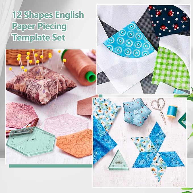 Cinnvoice 612 Pcs Patchwork Paper EPP English Piecing Supplies 12 Shapes - Image 5