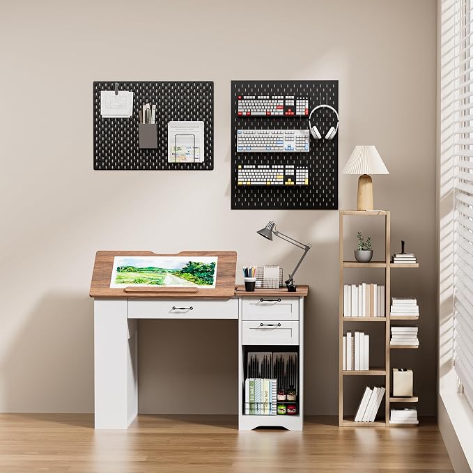Drafting Table with Storage Cabinet & Drawers, Adjustable Drawing Desk with - Image 8