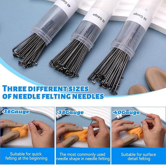 205pcs Needle Felting Starter Kits: 150pcs Wool Felting Tools & 3 Needle Bottles - Image 3
