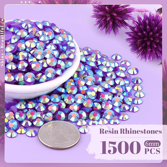 1500PCS 6mm Resin Jelly Rhinestones in Bulk, Bedazzling Flatback Crystals - Image 2
