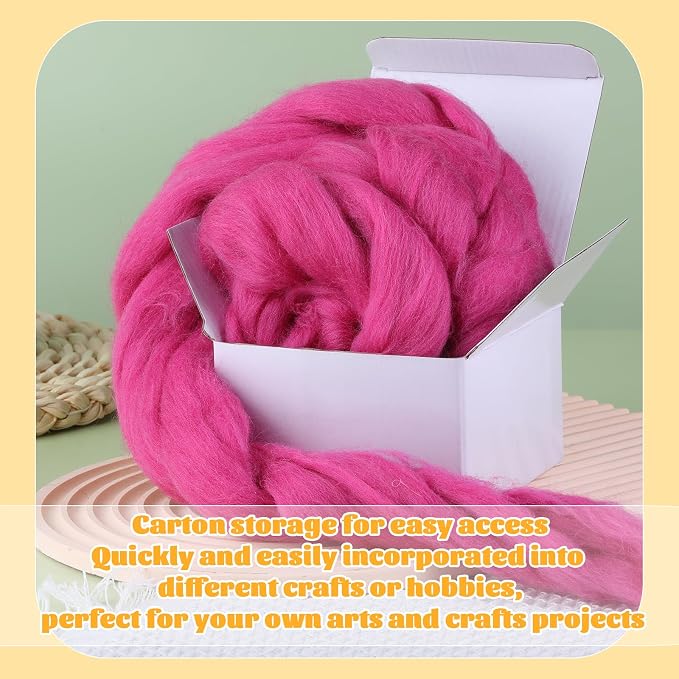 3.53oz Wool Roving, Wool Felting Supplies, Pure Wool, Chunky Yarn, Spinning - Image 8