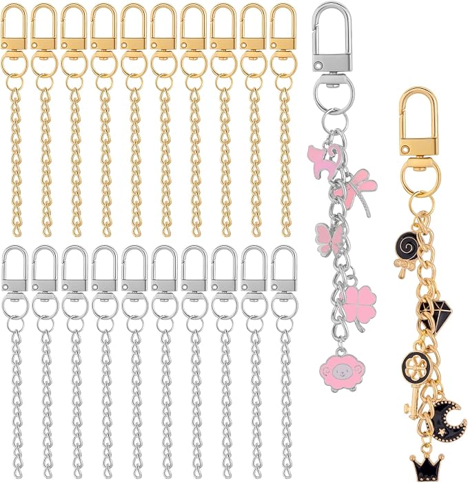 Chuyau 20pcs Keychain Making Kit Gold Silver Swivel Snap Hook Lobster Claw by chuyau