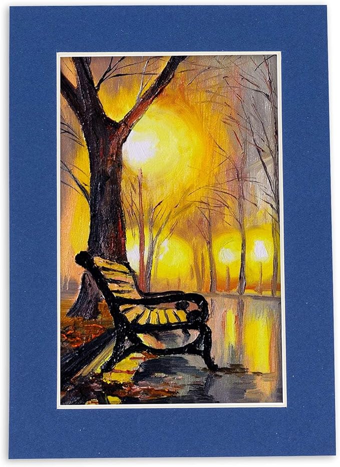 11x14 Mat for 8.5x11 Photo - Precut Bottle Blue Picture Matboard for Frames 11 x 14 Inches - Bevel Cut to Display Art 8.5 x 11 Inches - Acid Free Pack of 100 MATS with Backing Boards & Clear Bags