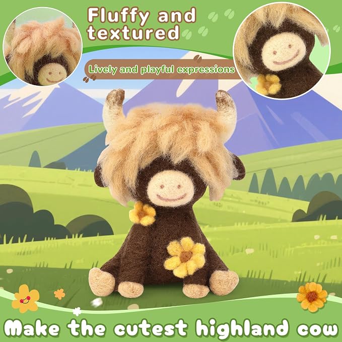 Yizzvb Needle Felting Kit, Highland Cow Needle Felting Kits - Image 4