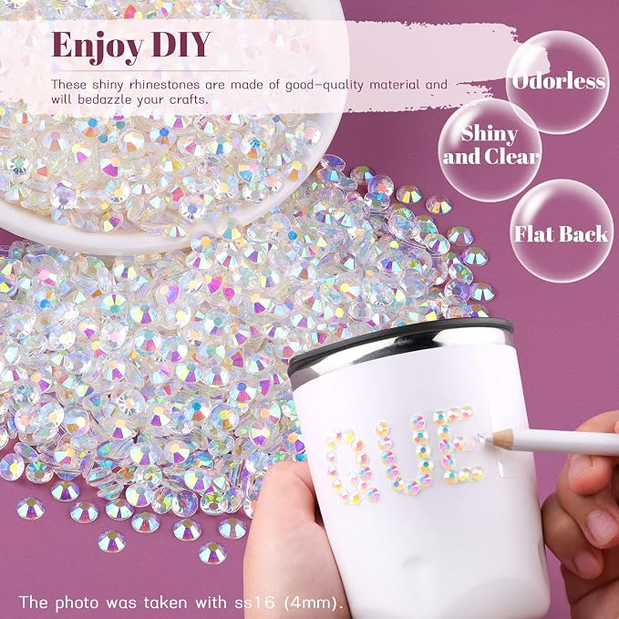8000PCS 3mm Resin Jelly Rhinestones in Bulk, Bedazzling Flatback Crystals - Image 4