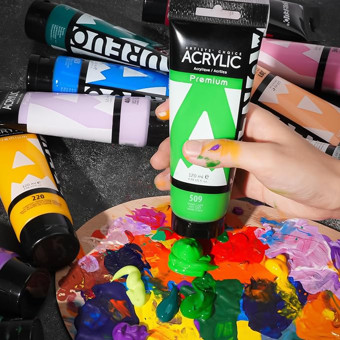 AUREUO Yellow Green Acrylic Paint, 4 Fl Oz / 120ml Single Tube, Rich Pigment - Image 7