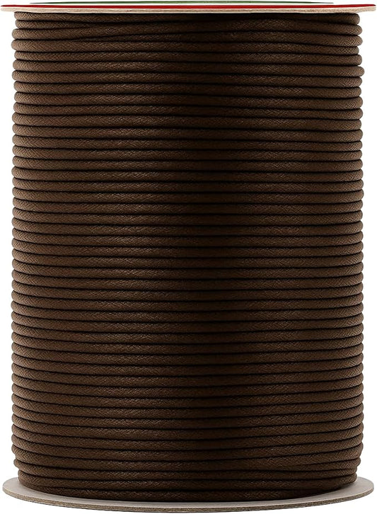 Mandala Crafts 2mm 109 Yards Bistre Brown Cotton Waxed Cord for Jewelry Making Bracelet Cord Waxed String - Beading String Thread Jewelry Cords for Necklaces String