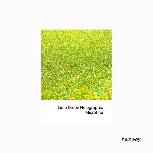Hemway Polyurethane & Epoxy Resin Glitter 100g / 3.5oz Metallic Crystal Flake Additive for Flooring Jewelry Tumblers Glass Pigment - Microfine (1/256" 0.004" 0.1mm) - Lime Green Holographic