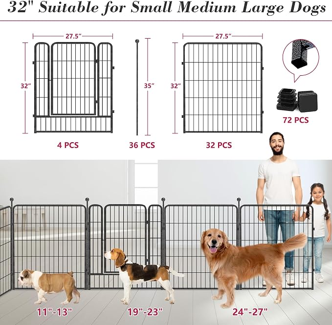 Dog Playpen 32 inch 36 Panels Indoor Outdoor Dog Pen - Image 3