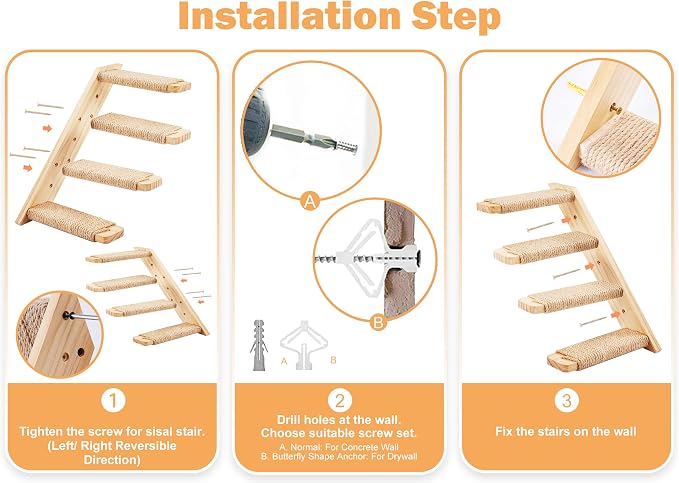 Strong Cat Shelves Stairs for Wall Mounted, 1P Cat Shelf& 2PCS 4 Steps Stairway - Image 3