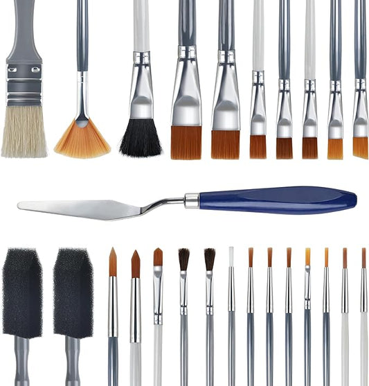 26PCS Painting Brushes Set, 5 Sets of Professional Painting Brushes for Acrylic Painting, Artist Paintbrushes for Body Face Rock Canvas, Kids Adult Drawing Arts Crafts Supplies