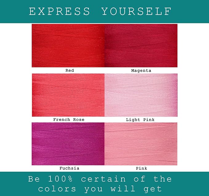 BlesSew Sewing Thread in Red & Pink Color Tones – 6 Spools of Polyester Thread - Image 4
