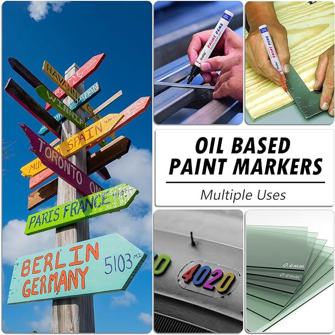 Red Paint Markers, 3 Pack Oil-Based Waterproof Quick Dry Permanent Paint Pen Set - Image 4
