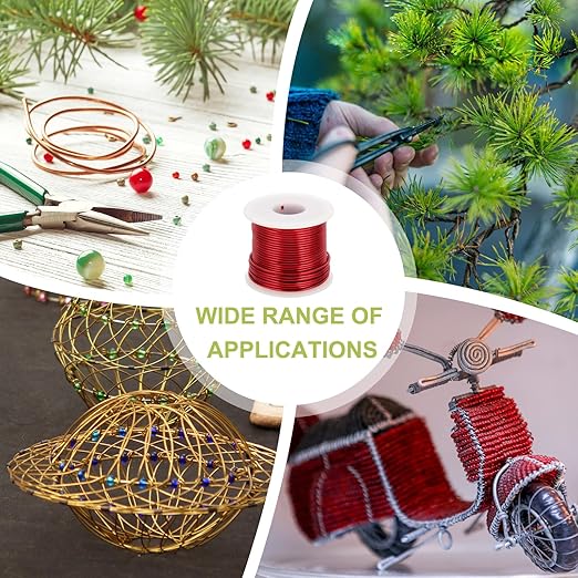 MECCANIXITY 12 Gauge Anodized Aluminum Craft Wire Bendable Bonsai Training Wire 98 Feet 2mm for Sculpting Crafts Wreath Floral Beading Jewelry Making, Red