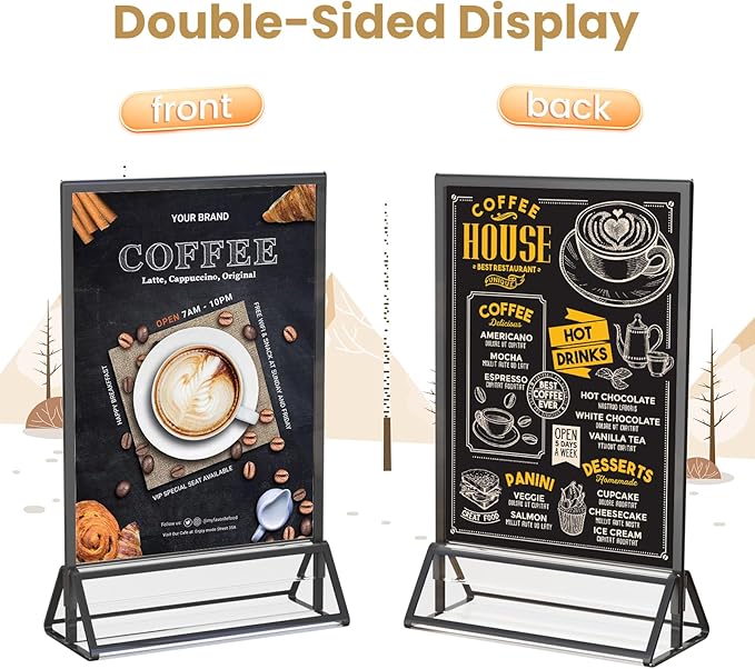 Acrylic Sign Holder 4X6 Black Picture Frame Double-Sided -6 Pack | Sign Stand - Image 3