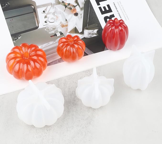3Pack Mini 3D Pumpkin Molds for Resin, Resin Pumpkin Mold, Pumpkins Silicone Mold for Epoxy Resin, Handmade Soap, Candle, Halloween Silicone Molds