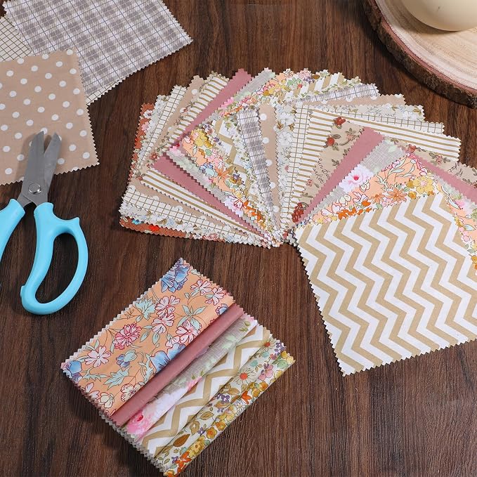 84 Pcs 5 inch Vintage Rose Quilting Fabric Square Bundle, Precuts Charm Packs - Image 6