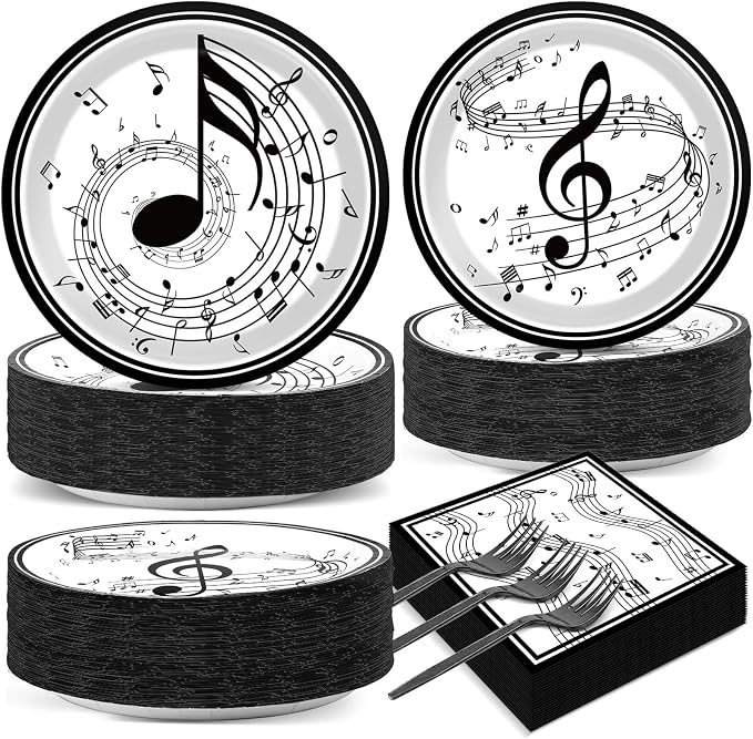 200Pcs Musical Note Plates Napkins Music Notes Themed Party Tableware Set Baby by Naozinebi