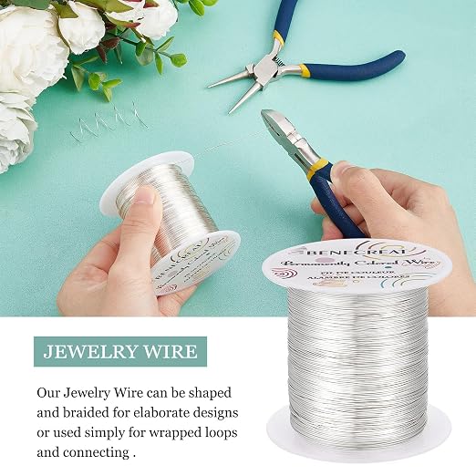 BENECREAT 24 Gauge 87 Yards Tarnish Resistant Silver Wire Jewelry Beading Wire - Image 3