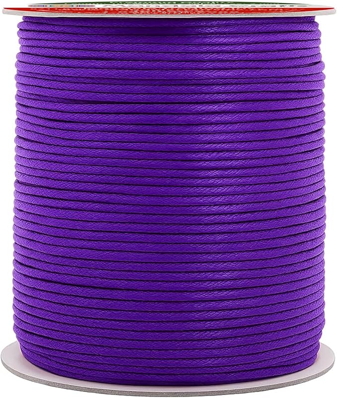 Mandala Crafts 2mm 109 Yards Purple Cotton Waxed Cord for Jewelry Making Bracelet Cord Waxed String - Beading String Thread Jewelry Cords for Necklaces String